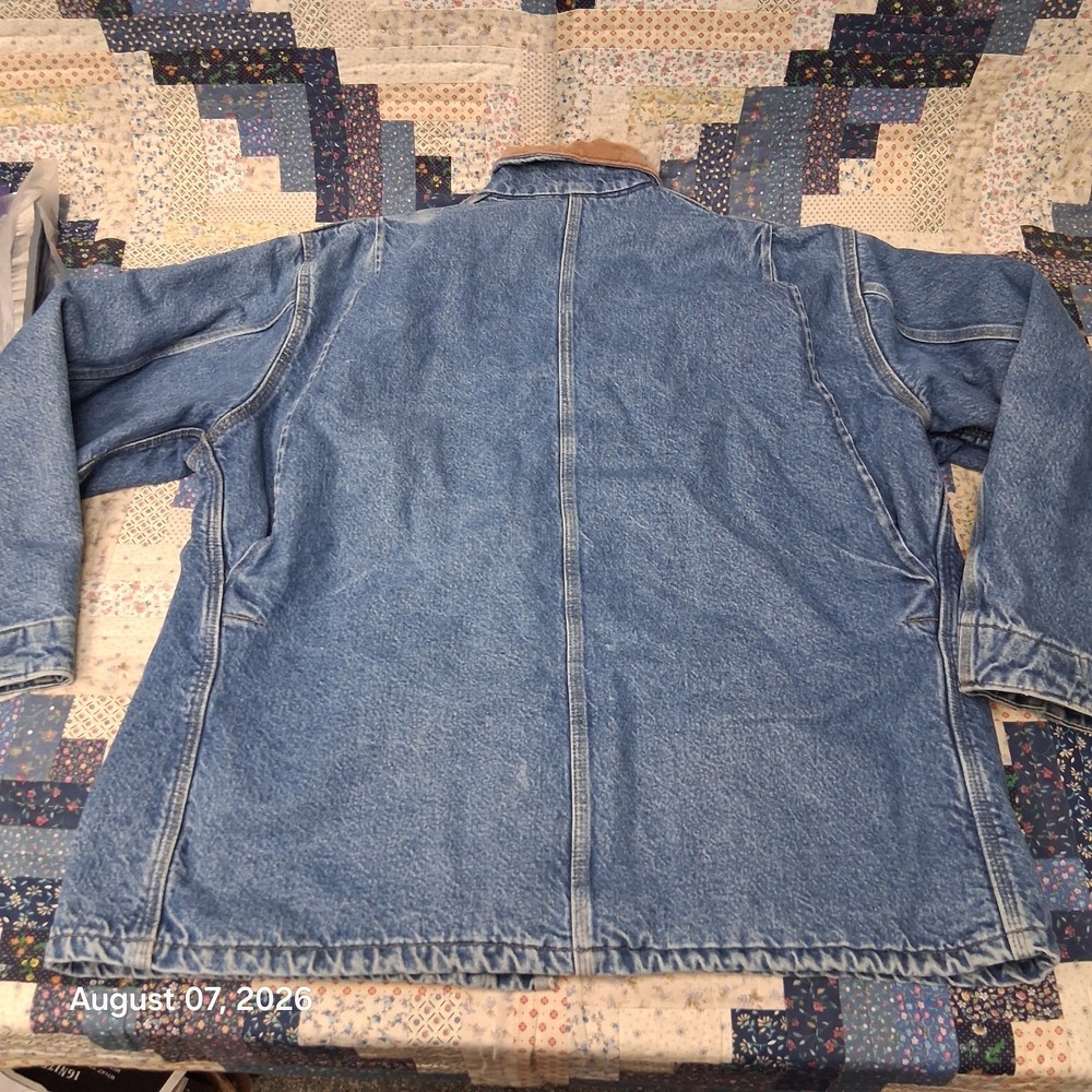 Vintage Carhartt C59 DST Denim Chore Coat Mens 2XL Blanket Lined USA Barn Jacket - Picture 2 of 14